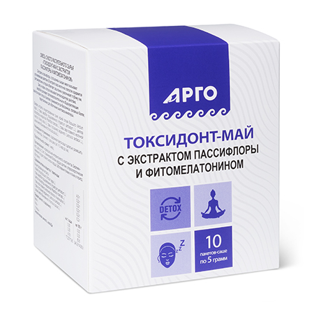 Токсидонт-май с экстрактами пассифлоры и фитомелатонином, 10 саше по 5 г